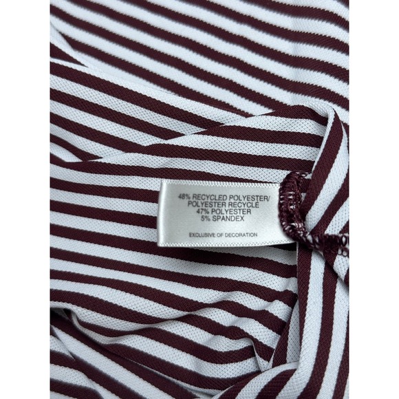 Cutter Buck Mens M Mississippi State Bulldogs Polo Shirt Maroon White Stripe - Picture 6 of 9